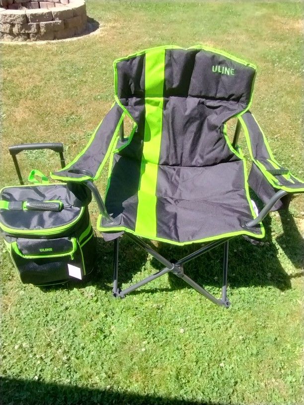Uline Camp Chair And rolling Cooler Combo