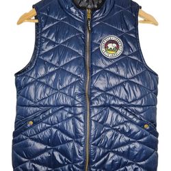 IVORY ELLA Quilted Puffer Vest Navy Blue Size Small Soft Comfy