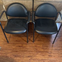 Arm Chairs  Waiting Room Office Black Vinyl Chairs 🪑 