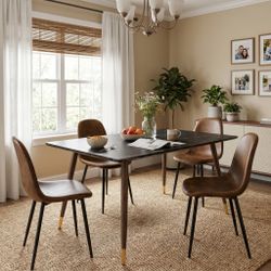 Homy Casa CHARLTON SUEDE BROWN S FRXZ 4 PCS Dining Chairs