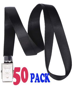 Black Lanyards Bulk Safety Flat Lanyard with Badge Clip Neck Lanyards for id Cards/Badges Key Chain by ACCBTECH - 50 PCS 33-inch