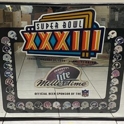Vintage Super Bowl 33 In Miami Miller Light Mirror Display 