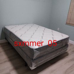 Queen Size Matress + Box Spring + Metal Frames Same Day Delivery 