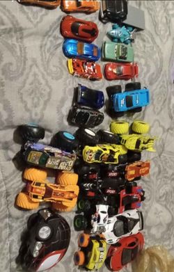 Lot of Toy Cars and Monster Trucks