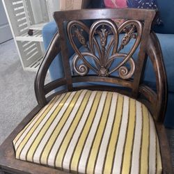 Pair Of Antique Wooden Accent Chairs 