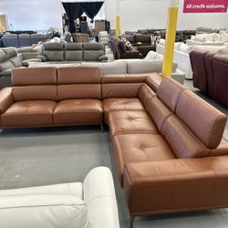 Brown Leather Sectional