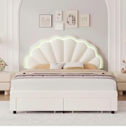 Girls Full Upholstered LED Bed mattress included. Brand new