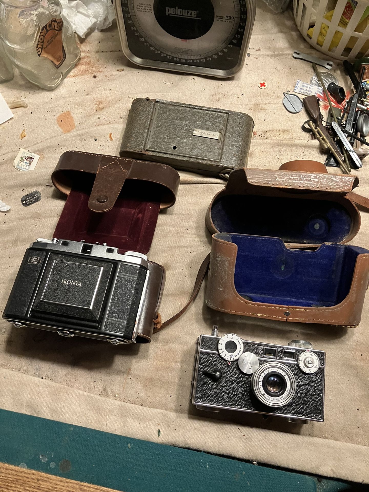 Three Vintage Cameras Ikonta Argus Agfa And o
