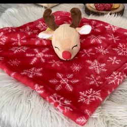 HB Hudson Baby Rudolph the Reindeer Baby Lovey Security Blanket Red Snowflake