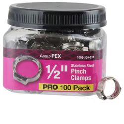 Apollo 1/2 in. Stainless Steel PEX-B Barb Pinch Clamp Jar (100-Pack)