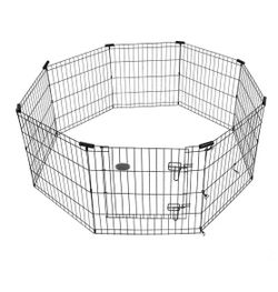 Vibrant Life Foldable 8-Panel Steel Wire Playpen for Dogs, Black, 24"