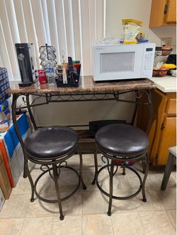 Bar Height Bistro Table Set with 2 Swivel Stools
