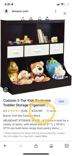Kids 3tier Storage Cabinet With Shelves