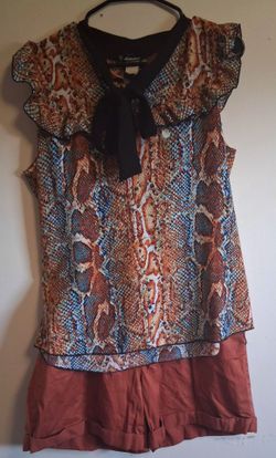 Rainbow Snakeskin Print Top and Shorts Set