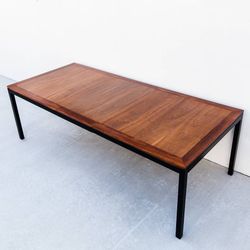 Large Mid Century Modern Walnut & Rosewood Extension Dining Table