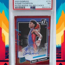 2023 Ausar Thompson Pistons PSA Rated Rookie Red Auto Choice /99 – OTE Sensation