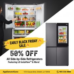 50% off side by side refridgerators
