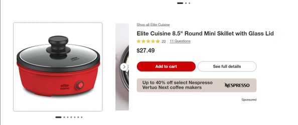 Elite Gourmet Electric Skillet 8.5"