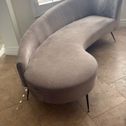 Grey Curved Couch