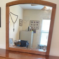 Wooded Frame Mirror For A Dresser 