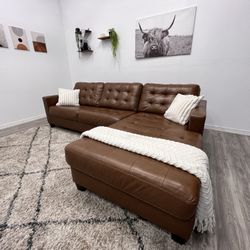Real Leather Sectional Couch - Free Delivery 