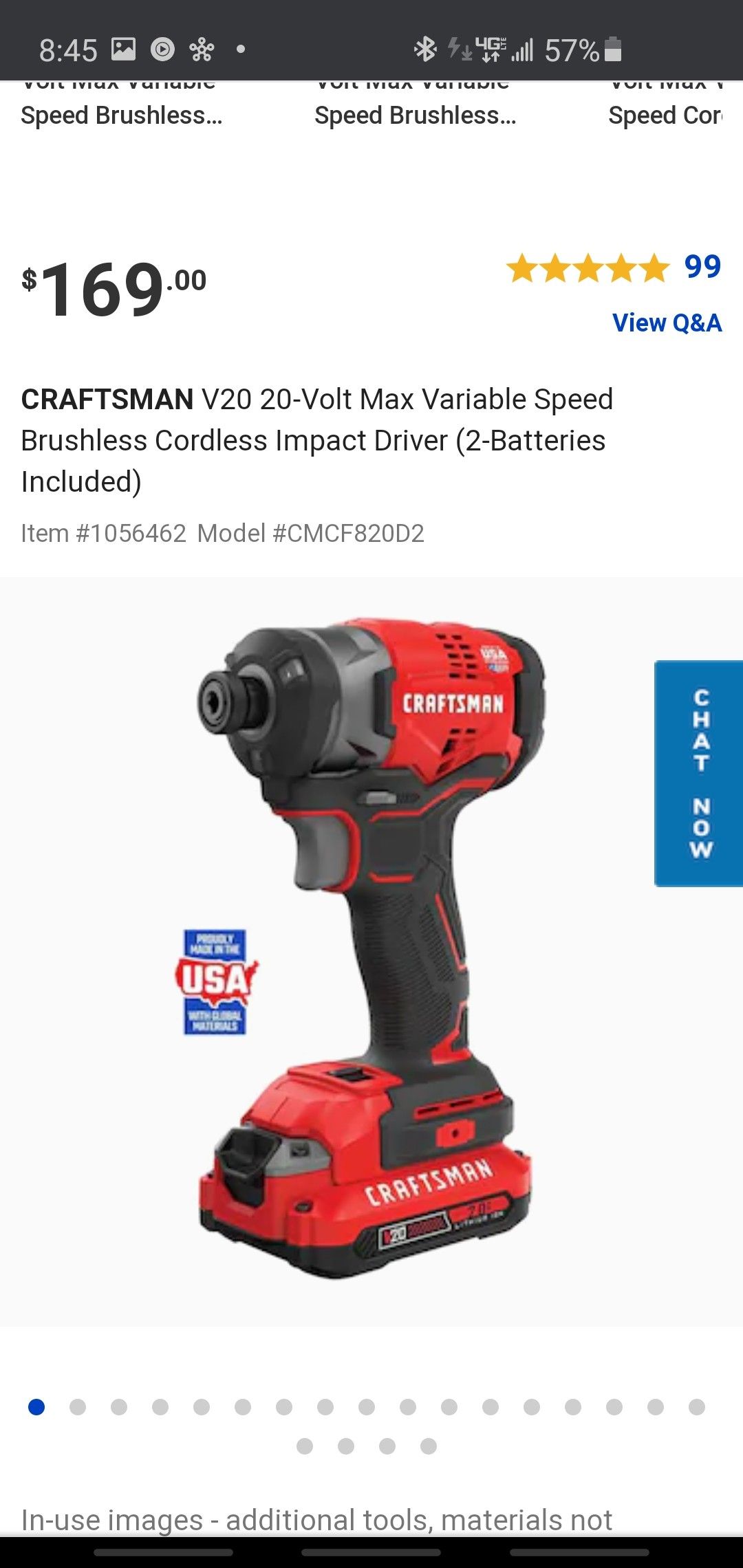 Craftsman V20 Lithium INO BRUSHLESS IMPACT WRENCH