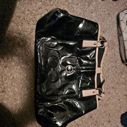COACH Signature Embossed Patent Leather Bag 