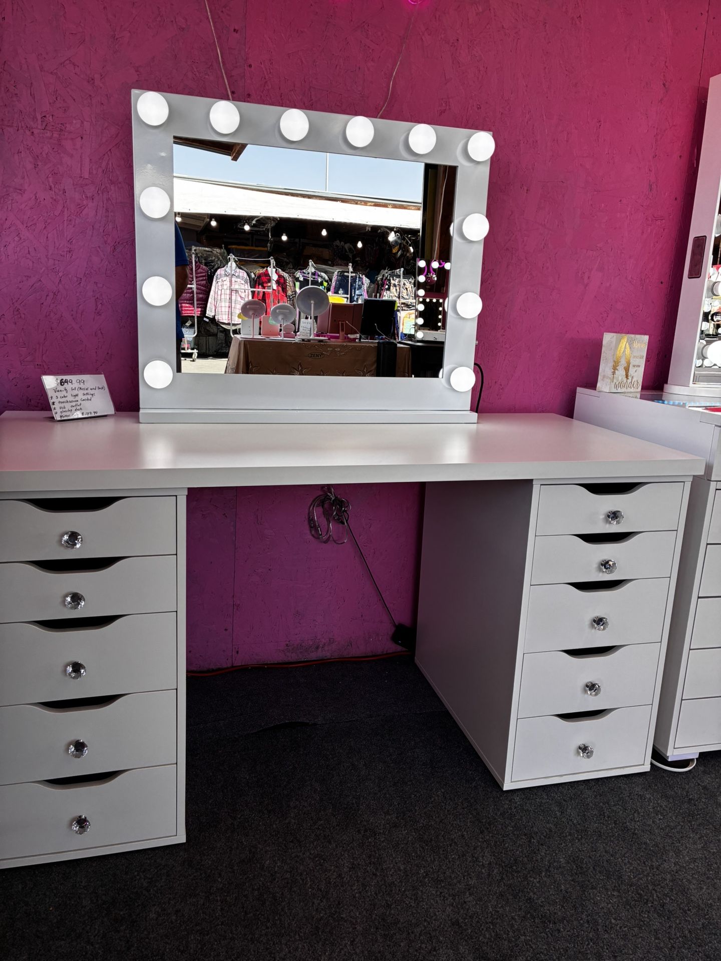 Large Vanity Desk And LED mirror.