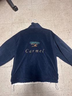 Carmel Embroidered Navy Fleece Zip Jacket