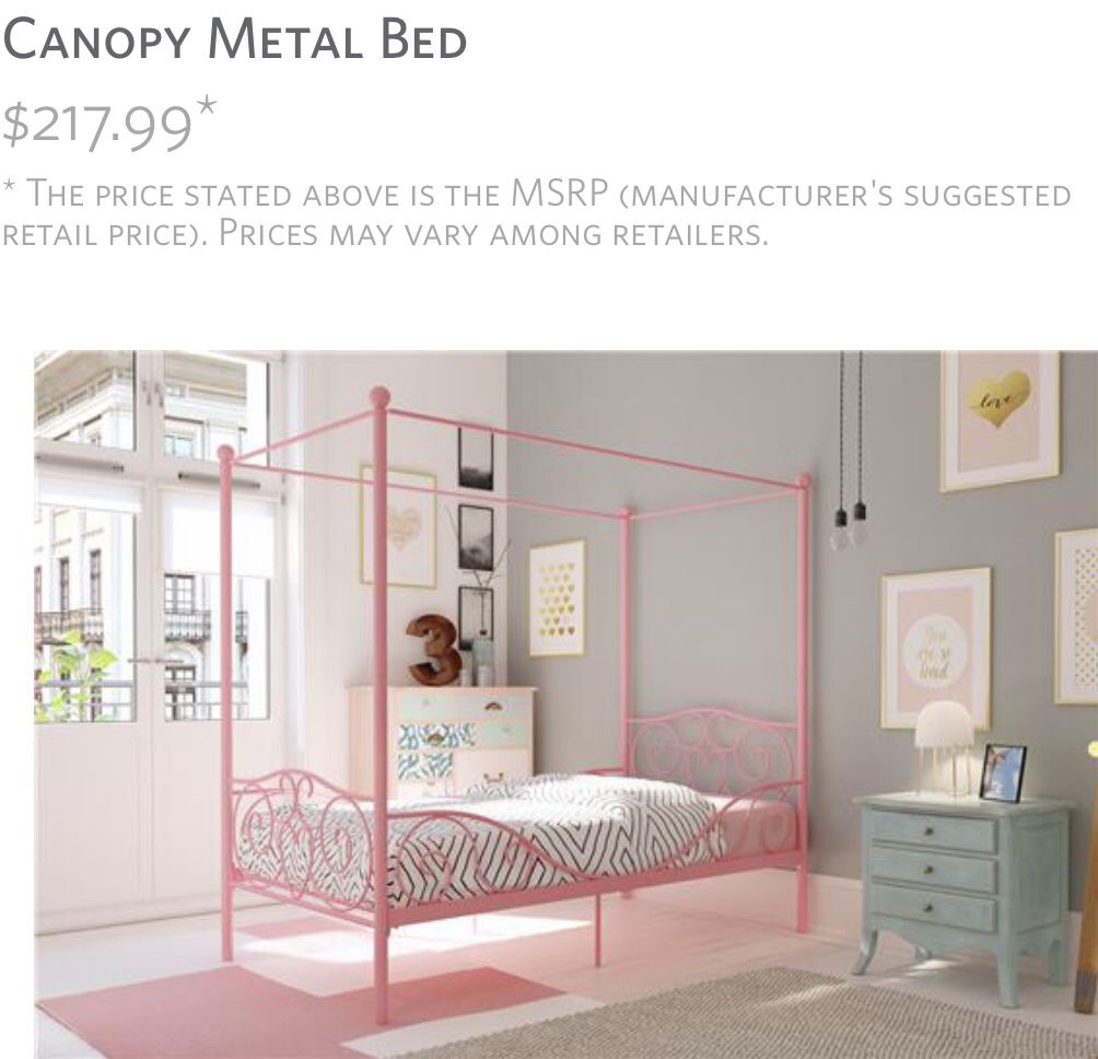 ⭐️NEW In box Whimsical Twin Metal canopy Bed(pink) ⭐️PICK UP BY ASHLAN AND TEMPERANCE IN CLOVIS