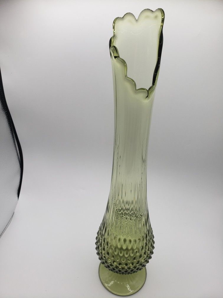 Fenton Large Colonial Green Hobnail Swung Vase