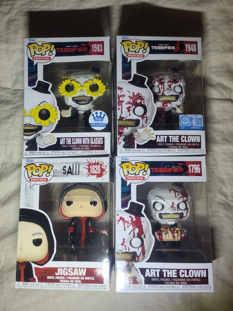 Funko Horror Pops Saw Jigsaw And Terrifier Art The Clown
