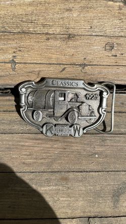Vintage 3-D pewter classic Motor Kenworth trucks belt buckle.
