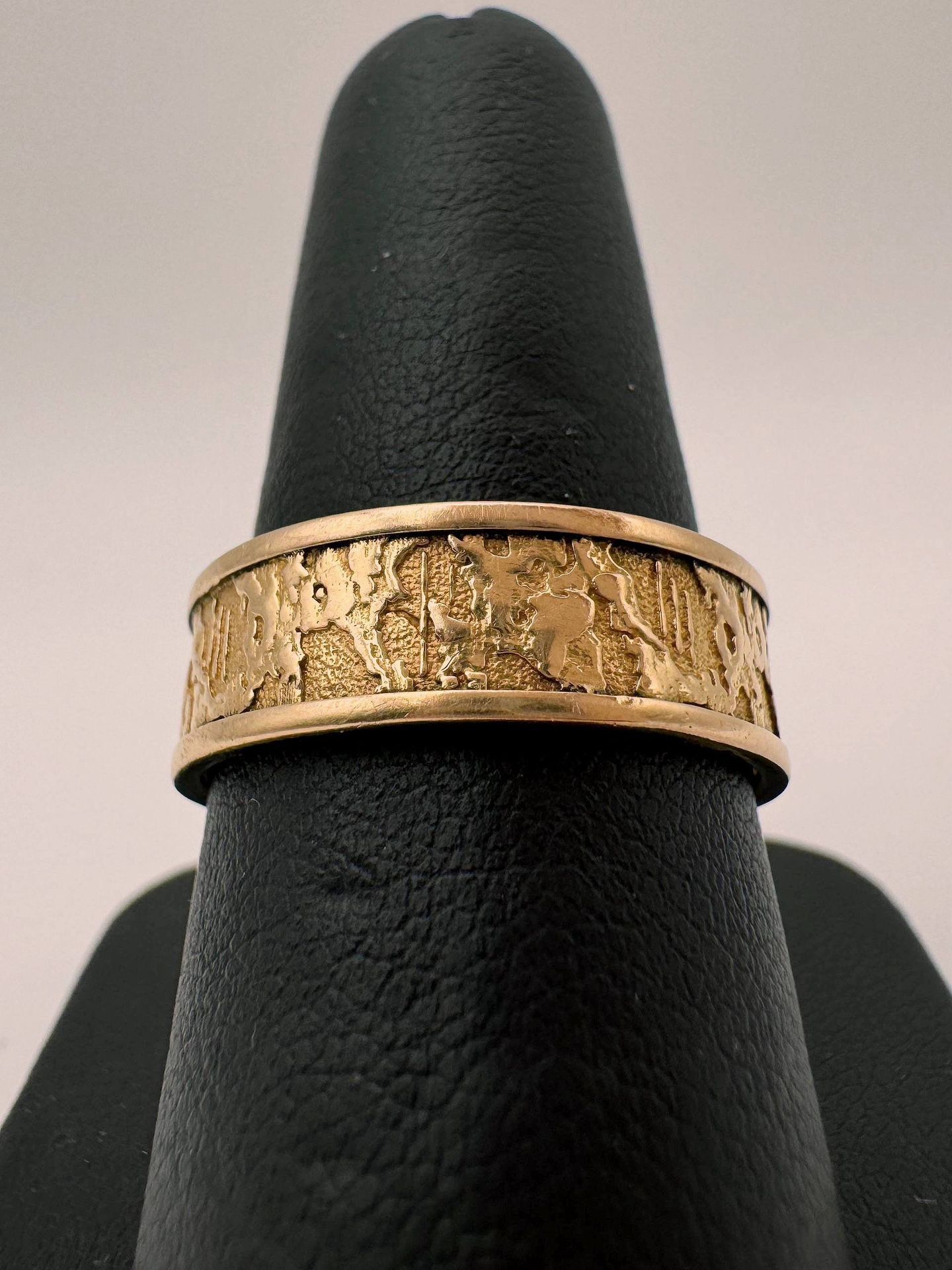 Jewelry 18k Rose Gold Organic Texture Band Ring 7mm Size 8.75