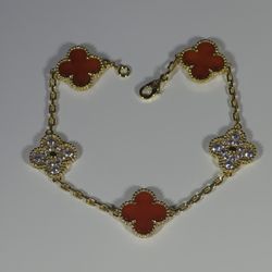 Van Cleef & Arpels Bracelet Alhambra Guilloche 18k Yellow Gold 5 Motifs Bracelet