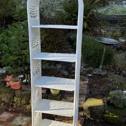 Vintage 1970’s Wicker Rattan 5 Shelf Bookcase