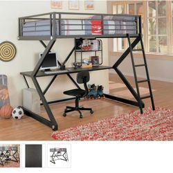 FULL WORKSTATIONS LOFT BED MATTRESS SOLD SEPARATELY NEW IN BOX ☎️ 1714586,2564