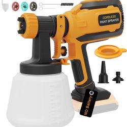 Cordless Paint Sprayer forf Dewalt 20V Battery, Portable Wireless Spray Paint Gun with 1200ML Container, Easy to Clean,3 Patterns for Fence House Wall