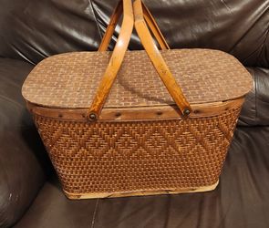 Vintage woven picnic basket