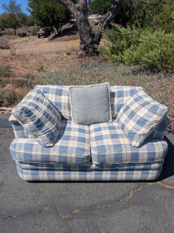 Blue Gingham Loveseat