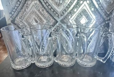 EXTRA LARGE 26.5 OZ HEAVY GLASS MUGS 🍺  SET OF 4 🍻 🍻 