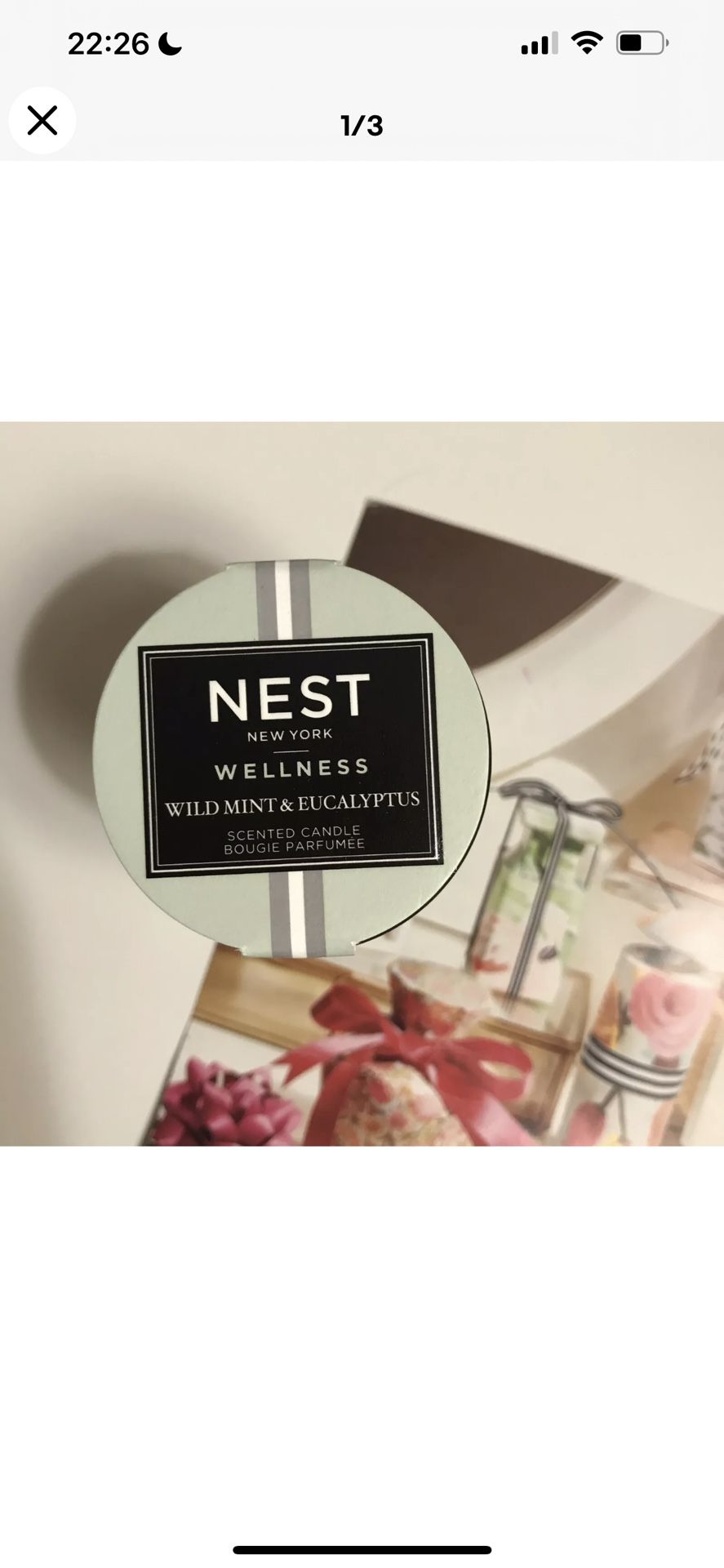 NEST Wellness Wild Mint & Eucalyptus Travel Candle Black Glass Votive 27g 0.95oz