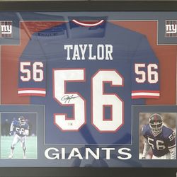 Lawrence Taylor Signed New York Giants Framed Custom Pro Style Jersey Beckett