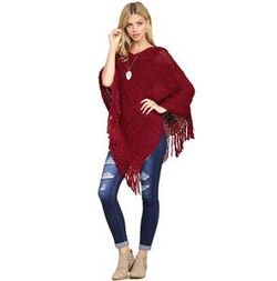 Serena glam poncho in burgundy