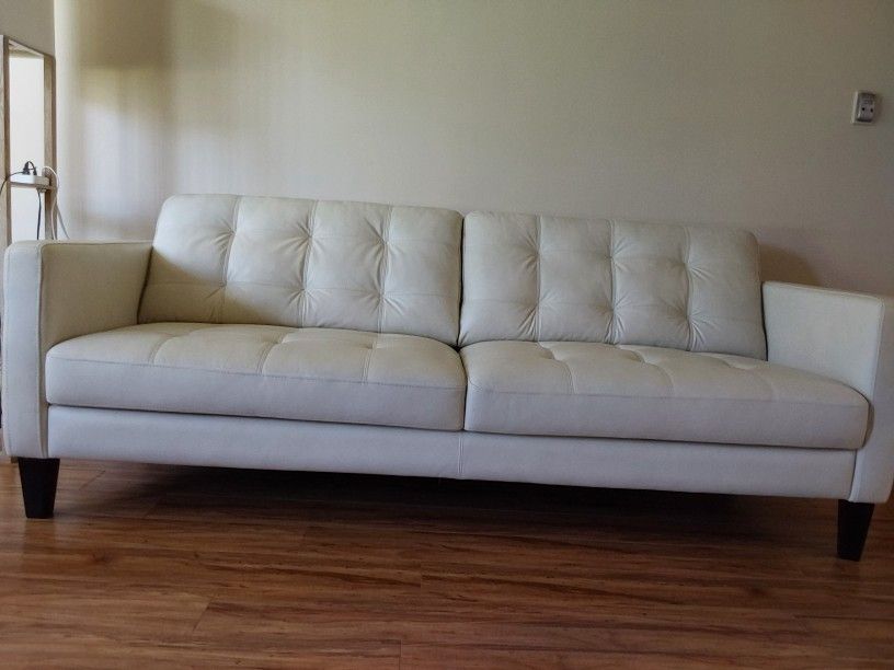 Cream Color Top Grain Leather Sofa