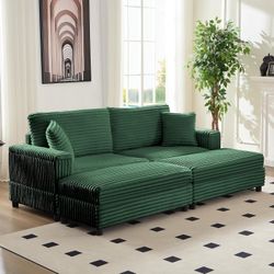 85"Sofa, Sleeper Reclining Loveseat Bed with Throw Pillows and Ottoman
