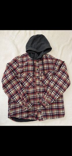 Hawke & co red/grey flannel jacket with hoodie