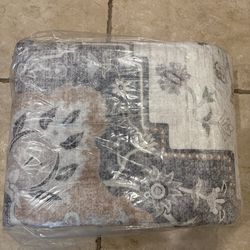 6x9 Area Rug, Washable Non-Slip — Brown/Grey/White, New in Package