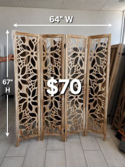 4 panels wood room divider (64"W×67"H)