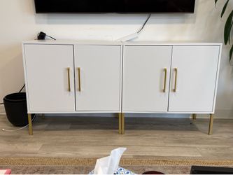 White & Gold Sideboard Cabinet – Set of 3
